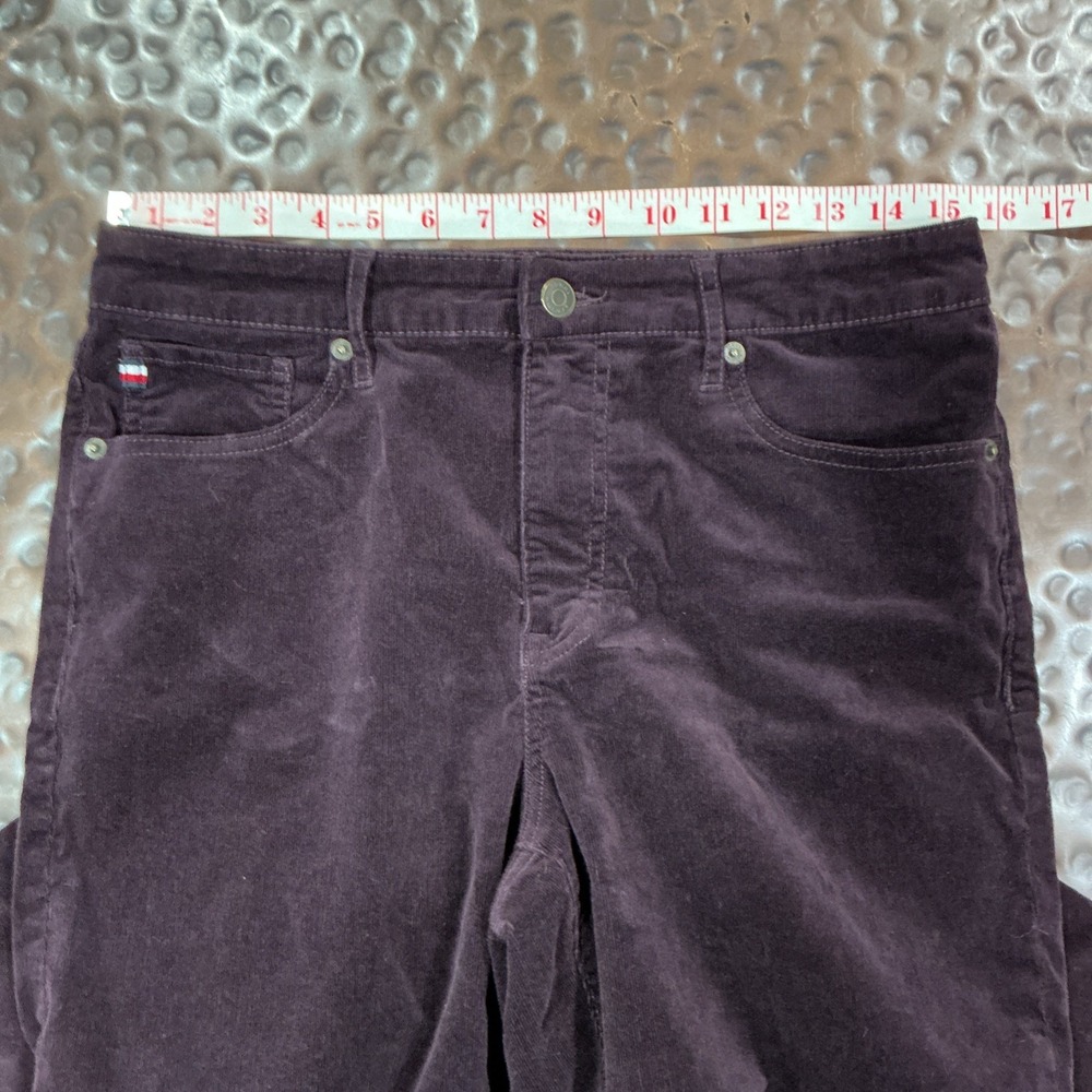Tommy Hilfiger Tribeca Corduroy Maroon Straight Ankle Pants J3HK0554 Womens 10 - Picture 9 of 11